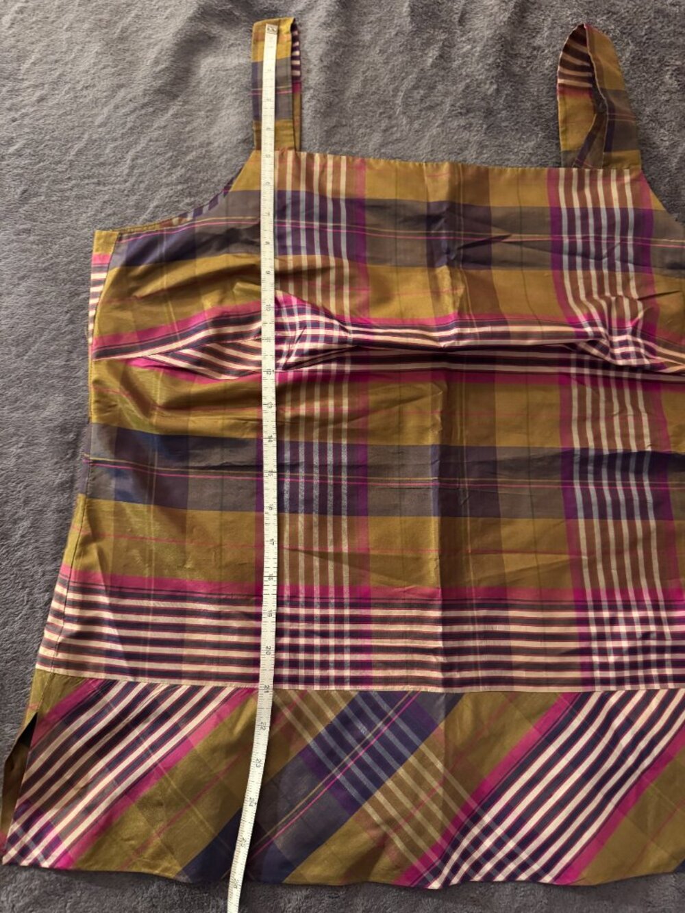 Max Mara / Marina Rinaldi Silk Plaid Top, Size 16W - Picture 6 of 11